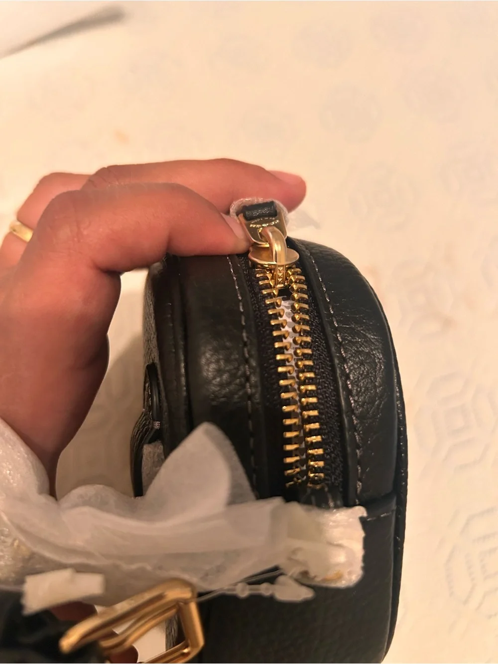 Coach Black Pebbled Leather Mini Crossbody/ fanny with Embossed Carriage Logo